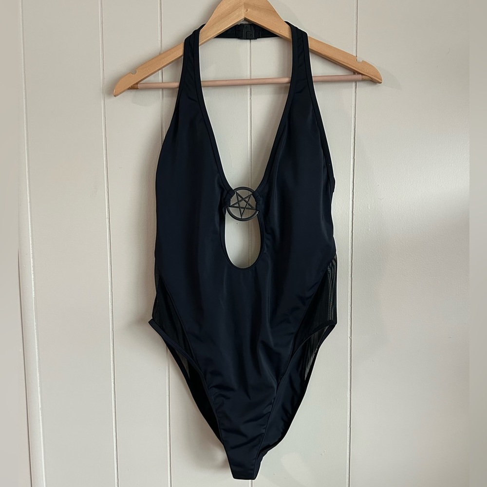 KILLSTAR Solid Black 1 Piece Swimsuit/ XL
